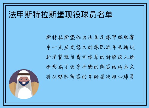 法甲斯特拉斯堡现役球员名单